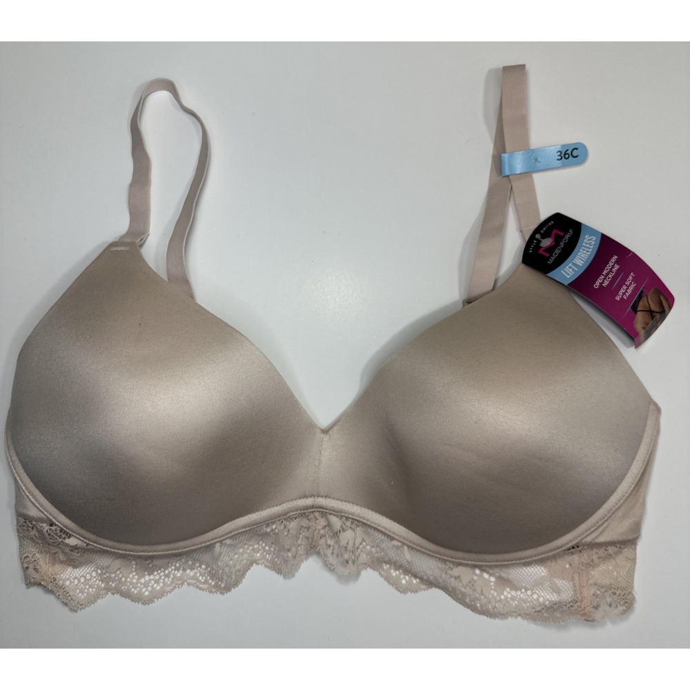 Maidenform Love the Lift Your Lift Wireless Bra DM1196 Sandshell Pink 36C New